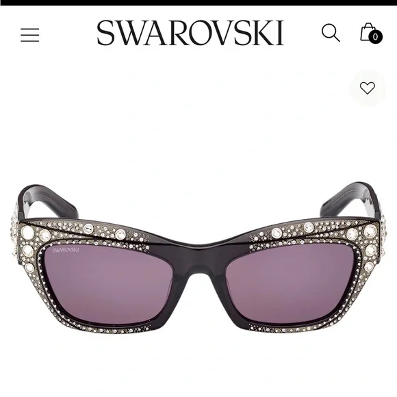 NWT Swarovski Cat-eye shape sunglasses, SK0380 01A, Black - Picture 2 of 12